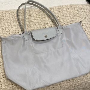 Longchamp Rare Le Pliage City Light Grey Silver Tote Medium Handbag France